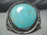 Awesome Vintage Native American Navajo Earth Blue Turquoise Sterling Silver Bracelet Old-Nativo Arts