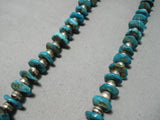 Incredible Vintage Native American Navajo Turquoise Sterling Silver Bead Necklace Old-Nativo Arts