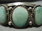 Important Early 1900's Vintage Native American Navajo Turquoise Sterling Silver Bracelet Old-Nativo Arts