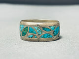 Magnificent Vintage Native American Zuni Blue Gem Turquoise Sterling Silver Band Ring-Nativo Arts