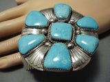 Huge Vintage Native American Navajo Easter Blue Turquoise Sterling Silver Tso Bracelet-Nativo Arts
