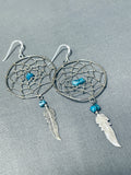 Intricate Vintage Native American Navajo Dreamcatcher Sterling Silver Earrings-Nativo Arts