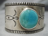 Astounding Vintage Huge Native American Navajo Turquoise Sterling Silver Wide Bracelet-Nativo Arts