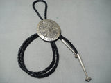 Historical Native American Navajo Radio Station Vintage Native American Navajo Sterling Silver Bolo Tie-Nativo Arts