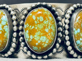Heavy Chunky Native American #8 Turquoise Sterling Silver Bracelet-Nativo Arts