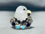One Of The Most Unique Ever Vintage Native American Zuni Eagle Turquoise Sterling Silver Ring-Nativo Arts