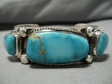 Mmuseum Vintage Native American Navajo Raymond Nez Sterling Silver Turquoise Bracelet Cuff-Nativo Arts
