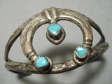Very Rare Vintage Native American Navajo Naja Turquoise Sterling Silver Bracelet Old-Nativo Arts