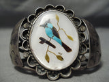 Native American Huge Vintage Navajo Turquoise Bluejay Sterling Silver Bracelet Cuff Old-Nativo Arts
