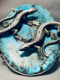 306 Grams Mind Boggling Sterling Silver Lizard Turquoise Native American Bracelet-Nativo Arts