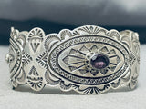 Breathtaking Vintage Native American Navajo Amethyst Sterling Silver Colossal Ornate Bracelet-Nativo Arts