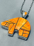 148 Gram Rare Intricate Native American Navajo Turquoise Sterling Silver Bear Necklace-Nativo Arts