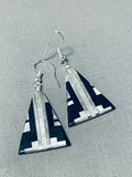 The Most Unique Vintage Native American Black And White Sterling Silver Earrings-Nativo Arts