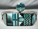 Native American One Of The Best Vintage Navajo Turquoise Opal Inlay Sterling Silver Bracelet-Nativo Arts