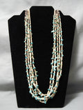 Very Unique Two Heishi Dark Light Vintage Native American Navajo Turquoise Necklace- Authentic-Nativo Arts