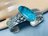 Impressive Vintage Native American Navajo Old Kingman Turquoise Sterling Silver Bracelet-Nativo Arts