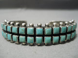 Thick Heavy Vintage Native American Navajo Squared Turquoise Sterling Silver Bracelet-Nativo Arts