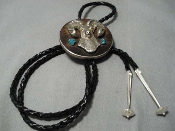Astounding Vintage Navajo Ironwood Sterling Silver Native American Bolo Tie Old-Nativo Arts