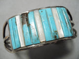 Opulent Vintage Navajo Turquoise Row Sterling Silver Native American Bracelet-Nativo Arts