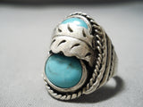 Amazing Vintage Navajo Turquoise Sterling Silver Ring Native American Old-Nativo Arts