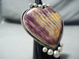 Lyla Cadman Native American Navajo Purple Spiny Oyster Shell Sterling Silver Heart Ring-Nativo Arts
