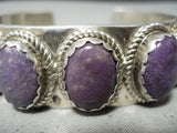 Rare Domed Sugulite Vintage Native American Navajo Sterling Silver Bracelet-Nativo Arts