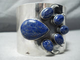 Xxl Wide Vintage Native American Navajo Midnight Lapis Sterling Silver Bracelet-Nativo Arts