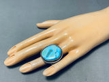 Eye Catching Vintage Native American Navajo Turquoise Sterling Silver Leaf Ring-Nativo Arts