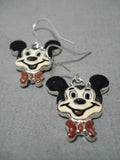 Cute Zuni Native American Mickey Mouse Sterling Silver Native American Earrings-Nativo Arts