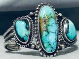 Important Rare Turquoise Vintage Native American Navajo Blue Wind Sterling Silver Bracelet-Nativo Arts