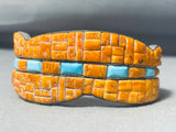 The Best Vintage Orange Shell Sterling Silver Turquoise Bracelet-Nativo Arts