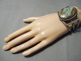 One Of The Best Vintage Native American Navajo #8 Turquoise Sterling Silver Bracelet Old-Nativo Arts