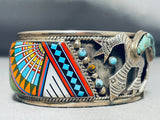 One Of Most Intricate Vintage Southwestern Turquoise Sterling Silver Bracelet-Nativo Arts