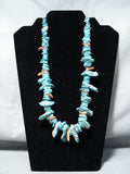 Fabulous Vintage Navajo Kingman Turquoise Necklace Native American Old-Nativo Arts