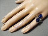 Important Vintage Navajo Lapis Sterling Silver Ring Old Native American-Nativo Arts