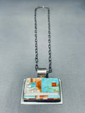 Native American Important Vintage Santo Domingo Turquoise Inlay Sterling Silver Necklace-Nativo Arts