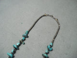 Tremendous Vintage Native American Navajo Turquoise Sterling Silver Necklace Old-Nativo Arts