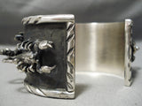 Crazy Scorpion Heavy Native American Navajo Sterling Silver Turquoise Bracelet Cuff-Nativo Arts