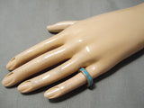 Thicker Vintage Navajo Turquoise Inlay Sterling Silver Native American Ring-Nativo Arts