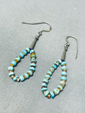 Incredible Vintage Santo Domingo Blue Gem Turquoise Shell Silver Earrings-Nativo Arts