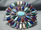 Rare Colorful Vintasge Native American Navajo Turquoise Coral Sterling Silver Bracelet-Nativo Arts