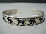 Dancing Donkey Authentic Vintage Native American Navajo Thhomas Singer Sterling Silver Bracelet-Nativo Arts