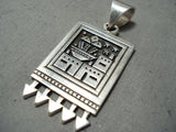 Native American Important Vintage Santo Domingo Sterling Silver & Gold Pendant Old-Nativo Arts