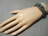 Superlative Vintage Native American Navajo Carico Lake Turquoise Sterling Silver Bracelet Cuff-Nativo Arts
