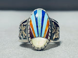 Native American One Of The Best Vintage Inlay 14k Gold Marked Sterling Silver Ring-Nativo Arts