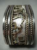 Important Native American Navajo Sterling Silver 12k Gold Storyteller Bracelet-Nativo Arts