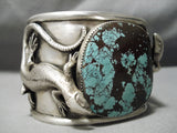 Museum Native American Detailed Gecko Turquoise Sterling Silver Bracelet-Nativo Arts