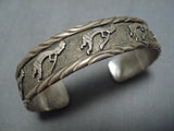Astonishing Vintage Native American Navajo Francis Sterling Silver Kokopelli Bracelet Old-Nativo Arts