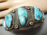 One Of The Best Vintage Native American Navajo Carico Lake Turquoise Sterling Silver Bracelet-Nativo Arts