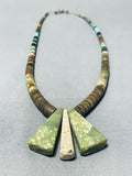 Intriguing Vintage Santo Domingo Old Turquoise Sterling Silver Necklace-Nativo Arts
